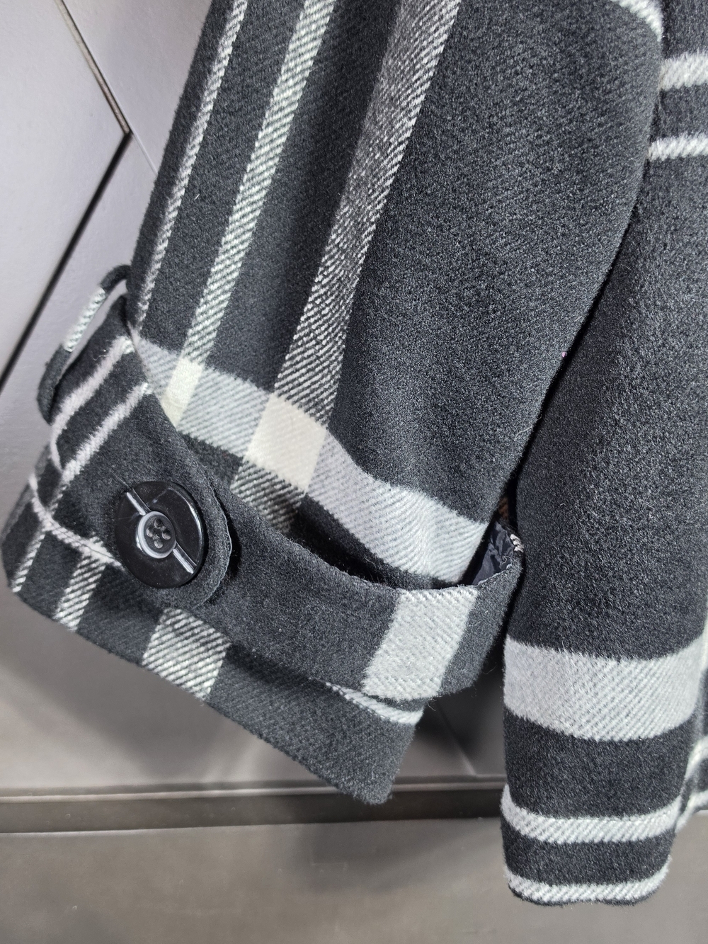 Ambition Black and White Plaid Pea Coat Womens L. A line. Swing - Picture 6 of 13
